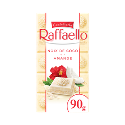 RAFFAELLO Tablette chocolat blanc noix de coco et amande la tablette de 90 g