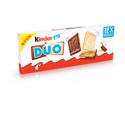 Kinder Duo Biscuits Nappés De Chocolat Au Lait Et Chocolat Blanc 12 Biscuits 150G
