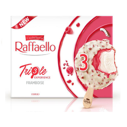 RAFFAELLO Bâtonnet glacé triple framboise et chocolat blanc 3 pièces 138 g