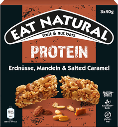EAT NATURAL Barras de cereais proteicas amendoins amêndoas caramelo sal marinho 3 x 40 g
