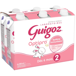 GUIGOZ Leche de continuación líquida 2ª edad Optipro 6 bricks de 500 ml