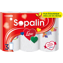 SOPALIN Papel de cocina decorado Love pack de 3 rollos