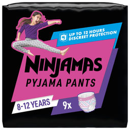 NINJAMAS Sous-vêtements de nuit 8-12ans 27-43kg Fille PAMPERS