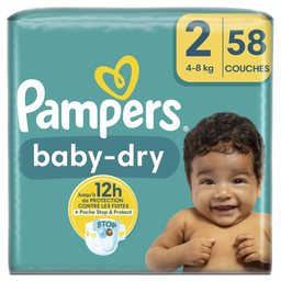Pampers Baby-Dry Couches Taille 2 (4-8Kg) 58 Couches