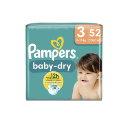 Pampers Baby-Dry Couches Taille 3 (6-10Kg) 52 Couches