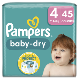 Pampers Baby-Dry Couches Taille 4 (9-14Kg) 45 Couches