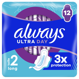 ALWAYS Compresas con Alas Long Talla 2 Ultra Day&Night, el pack de 12 compresas