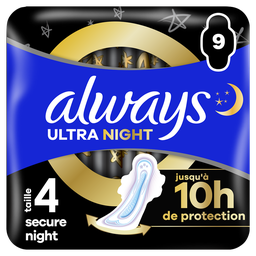ALWAYS Compresas con Alerones Secure Night Talla 4 Ultra x9