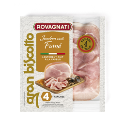 ROVAGNATI High Quality Steam-Cooked Smoked Ham, 4-slice pack