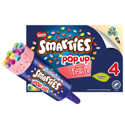 SMARTIES Glace Pop Up saveur fraise et bonbons au chocolat au lait 52 g