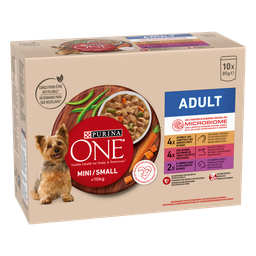 PURINA ONE Pâtée Pour Chien Adulte Petit < Microbiome Poulet Boeuf Agneau PURINA ONE 10kg