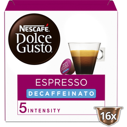 DOLCE GUSTO NESCAFE Cápsulas de café espresso descafeinado intensidad 5, 16 cápsulas 88 g