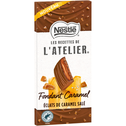 LES RECETTES DE L'ATELIER Milk Chocolate Bar Caramel Fondant Salted Caramel Pieces 130 g
