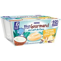 NATURNES Postre Lácteo Bebé Sémola Leche de Coco Manzana Vainilla 4x90g
