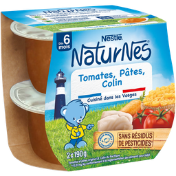 NATURNES Plato bebé Tomate Pasta Abadejo 2x190g