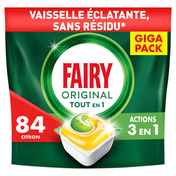 FAIRY Cápsulas para máquina de lavar loiça Original Tudo em 1 Limão 84 cápsulas