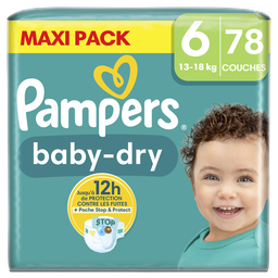 Pampers Baby-Dry Couches Taille 6 (13-18Kg) 78 Couches