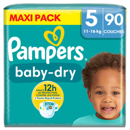 Pampers Baby-Dry Couches Taille 5 (11-16Kg) 90 Couches