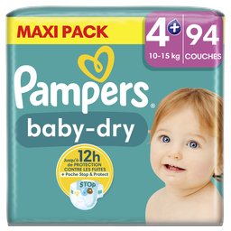Pampers Baby-Dry Couches Taille 4+ (10-15Kg) 94 Couches