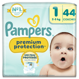Pampers Premium Protection Couches Taille 1 (2-5Kg) 44 Couches