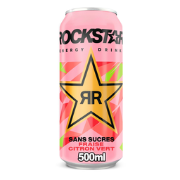 ROCKSTAR Boisson Énergisante Sans Sucres Saveur Fraise Citron Vert 50 cl