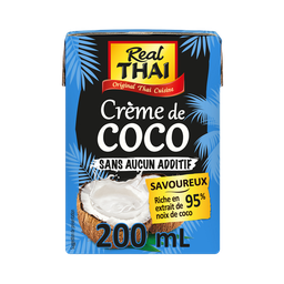 REAL THAI Crème de coco 95% de fruit Brique en carton de 200 ml