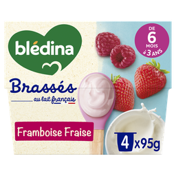 Bledina Yaourts Brassés Bébé Framboise Fraise Dès 6 Mois 4X95G