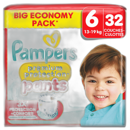 Pampers Premium Protection Couches-Culottes Taille 6 (13-19Kg) 32 Couches-Culottes