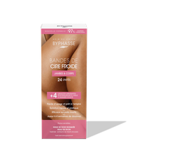 BYPHASSE bandes de cire froide jambes & corps. peaux sensibles (24 bandes + 4 lingettes)