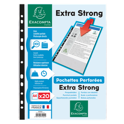 EXACOMPTA Pochettes Perforées avec Bande de Renfort A4 20 Unités