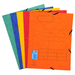 EXACOMPTA Chemise à élastiques 3 rabats lignes pré-imprimées 240x320 350g
