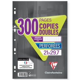 CLAIREFONTAINE Copies Doubles Blanches Perforées 210x297 300 Pages Seyès 90g