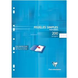 CLAIREFONTAINE Feuilles Simples Perforées A4 200 Pages Seyes 90g
