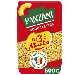 PANZANI Pâtes COQUILLETTES Cuisson Rapide 3 Minutes blé Français - 500g