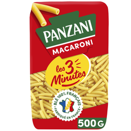 PANZANI Pâtes MACARONI Cuisson Rapide 3 Minutes blé Français - 500g