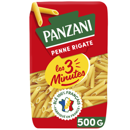 PANZANI Pâtes PENNE RIGATE Cuisson Rapide 3 Minutes blé Français - 500g
