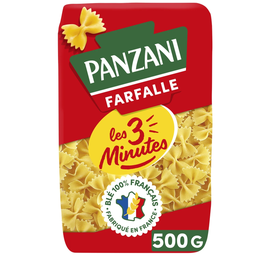PANZANI Pâtes Farfalle cuisson rapide 3 minutes blé français 500g