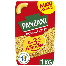 PANZANI Pâtes COQUILLETTES Cuisson Rapide 3 Minutes blé Français - 1kg