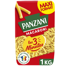 PANZANI Pâtes MACARONI Cuisson Rapide 3 Minutes blé Français - 1kg