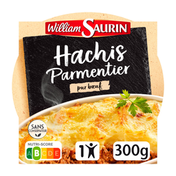 WILLIAM SAURIN Assiette hachis parmentier pur bœuf 2min micro-ondes 1 personne 300 g