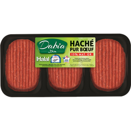 DABIA Steaks hachés pur boeuf halal 15% mg 6x100g - 600g