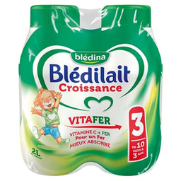 BLÉDINA lait blédilait croissance 10 à 36 mois bouteille 4X500ml