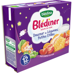 BLEDINER Soupe infantile douceur de légumes et pâtes étoiles dès 12 mois 2x250 ml