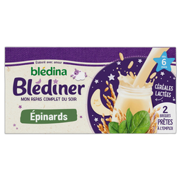 BLEDINER Brique céréales lactées aux épinards dès 6 mois 2x250ml