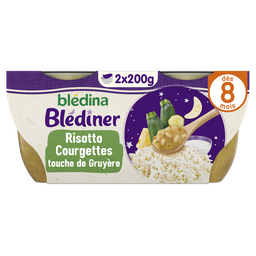BLEDINER Bol risotto de courgettes lait dès 8 mois 2x200g