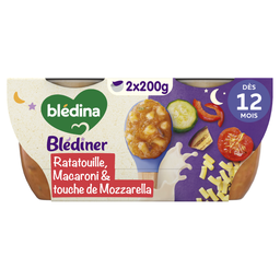 BLEDINER Bol ratatouille petits macaroni lait dès 12 mois 2x200g