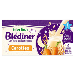 BLÉDINA BLEDINER Brique céréales lactées aux carottes dès 6 mois 4x250ml