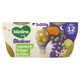 BLEDINER Plat bébé du soir dès 12 mois Légumes et Pâtes BLEDINA