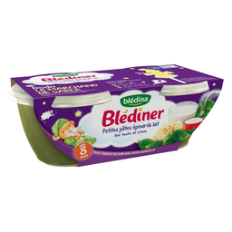 BLEDINER Blédina Plats Bébé 8 Mois Pâtes Épinards Lait Les 2 Bols De 200 g