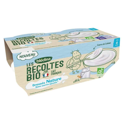 Blédina Les Récoltes Bio Brassés Nature Sans Sucres Ajoutés Dès 6 Mois Pack De 100 G X 4 - 400